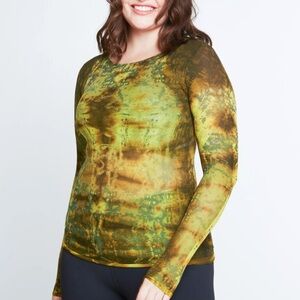 AMB HIDDEN MARBLE RAW EDGE SECOND SKIN TOP olive green